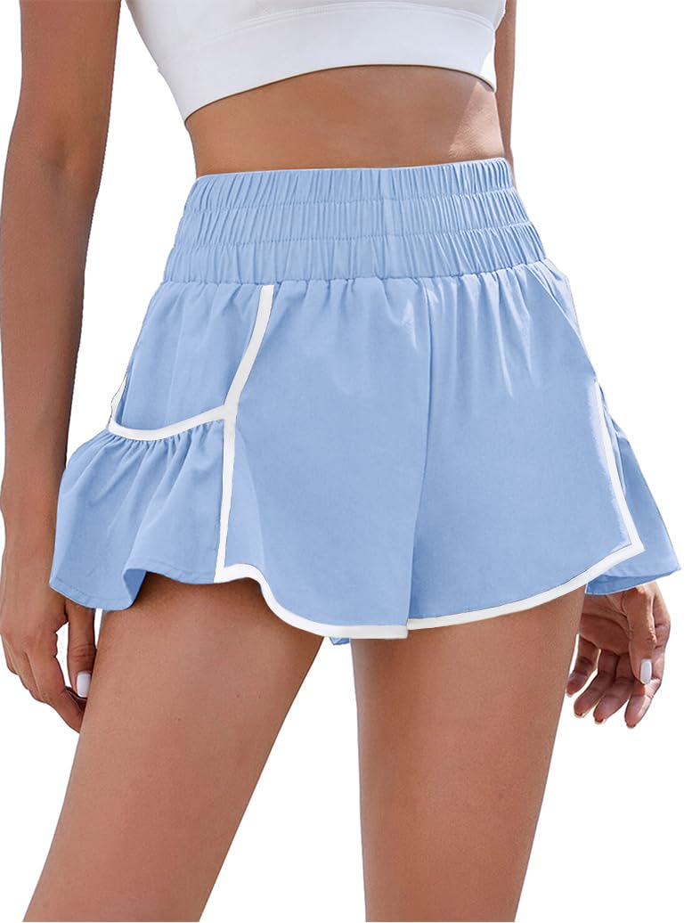 BMJL Womens High Waisted Shorts Athletic Running Shorts Workout Gym Quick Dry Flowy Shorts with Pockets