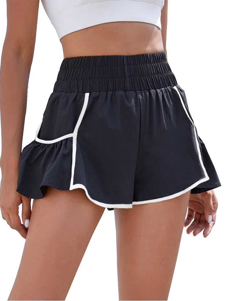 BMJL Womens High Waisted Shorts Athletic Running Shorts Workout Gym Quick Dry Flowy Shorts with Pockets