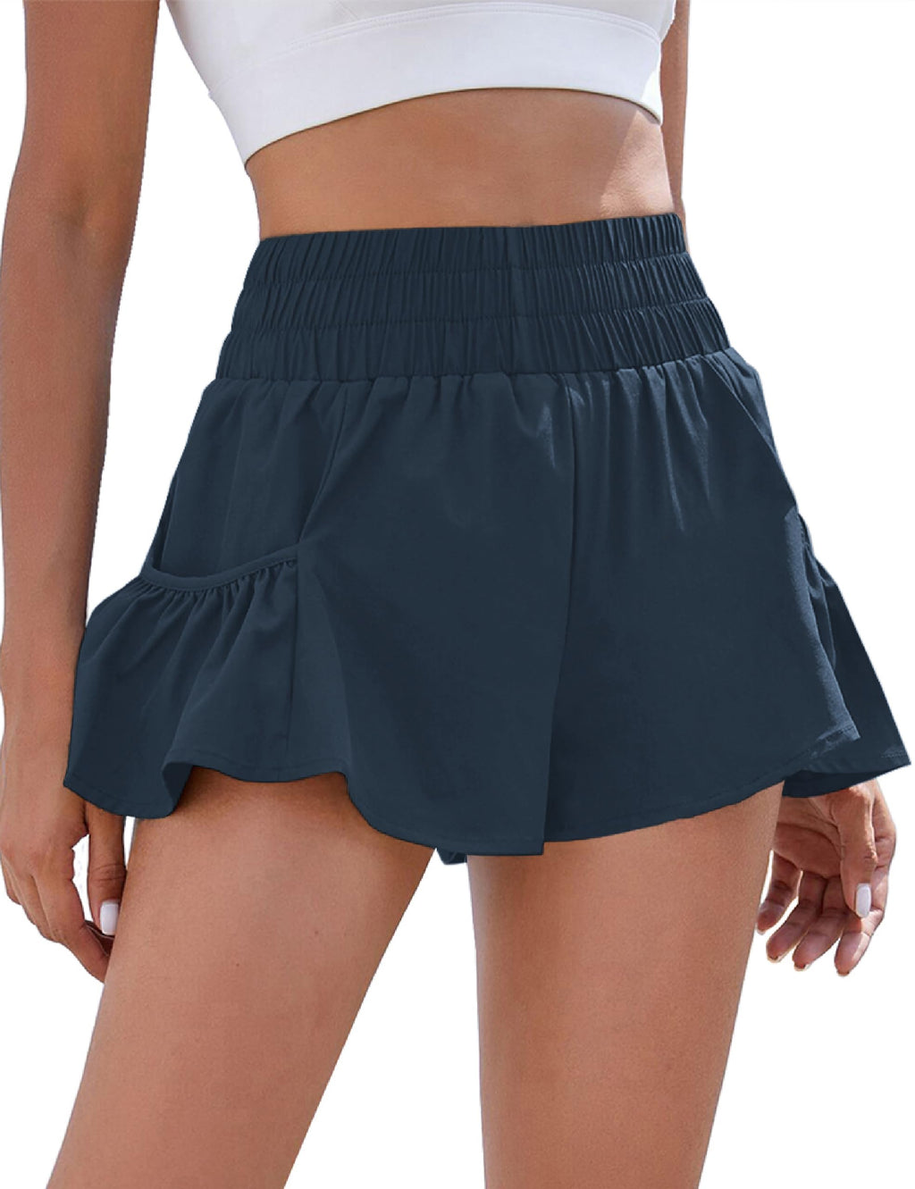BMJL Womens High Waisted Shorts Athletic Running Shorts Workout Gym Quick Dry Flowy Shorts with Pockets