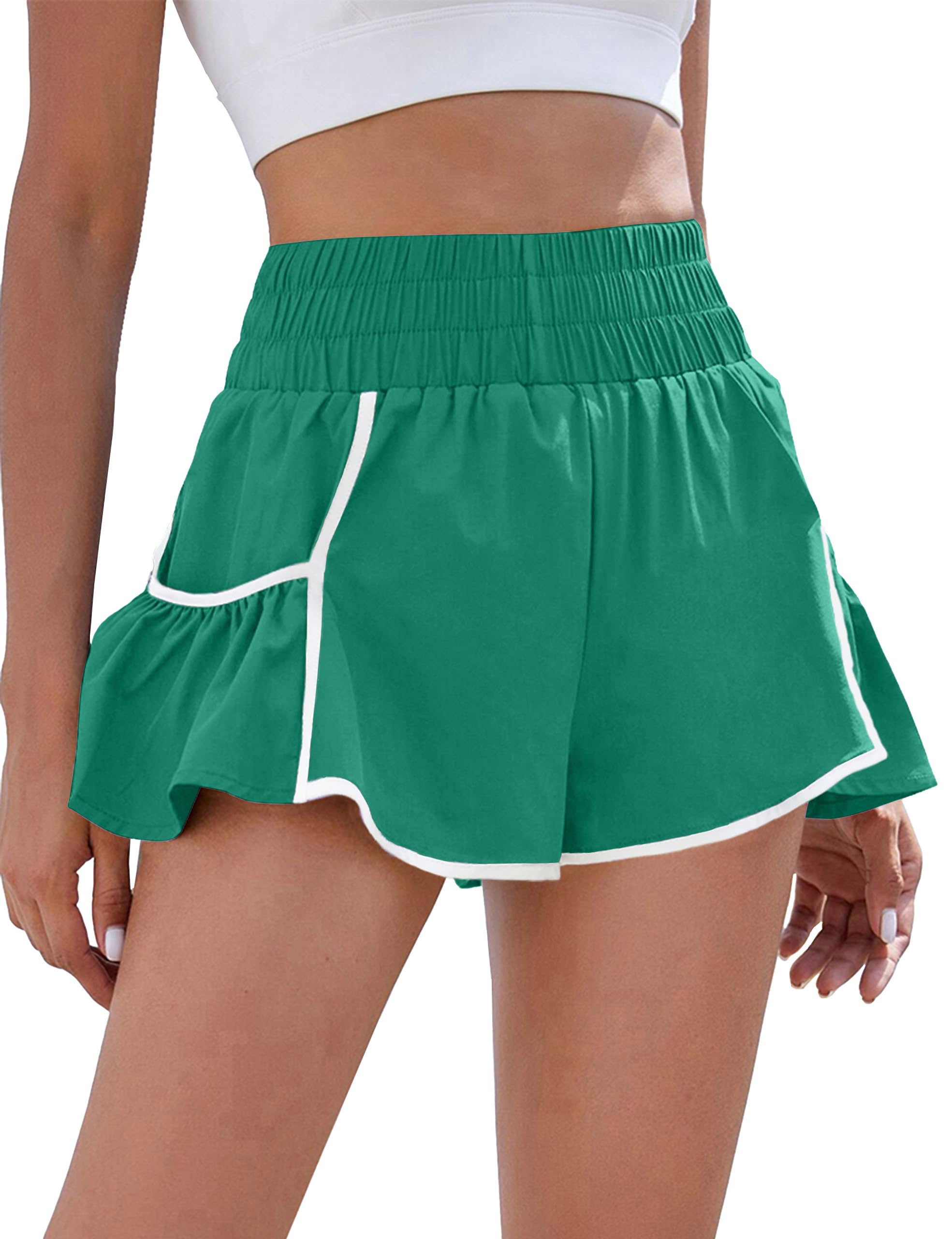 BMJL Womens High Waisted Shorts Athletic Running Shorts Workout Gym Quick Dry Flowy Shorts with Pockets