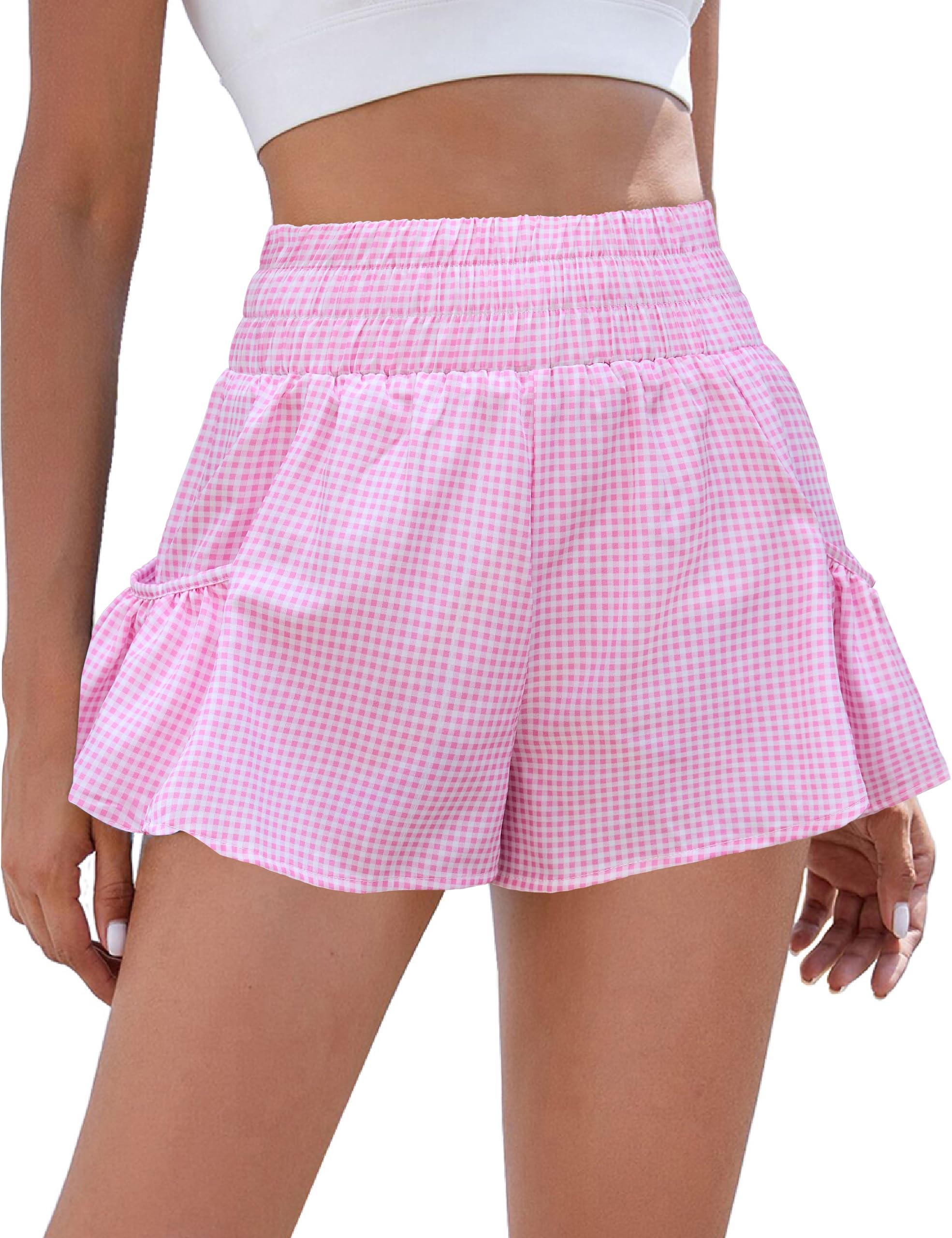BMJL Womens High Waisted Shorts Athletic Running Shorts Workout Gym Quick Dry Flowy Shorts with Pockets