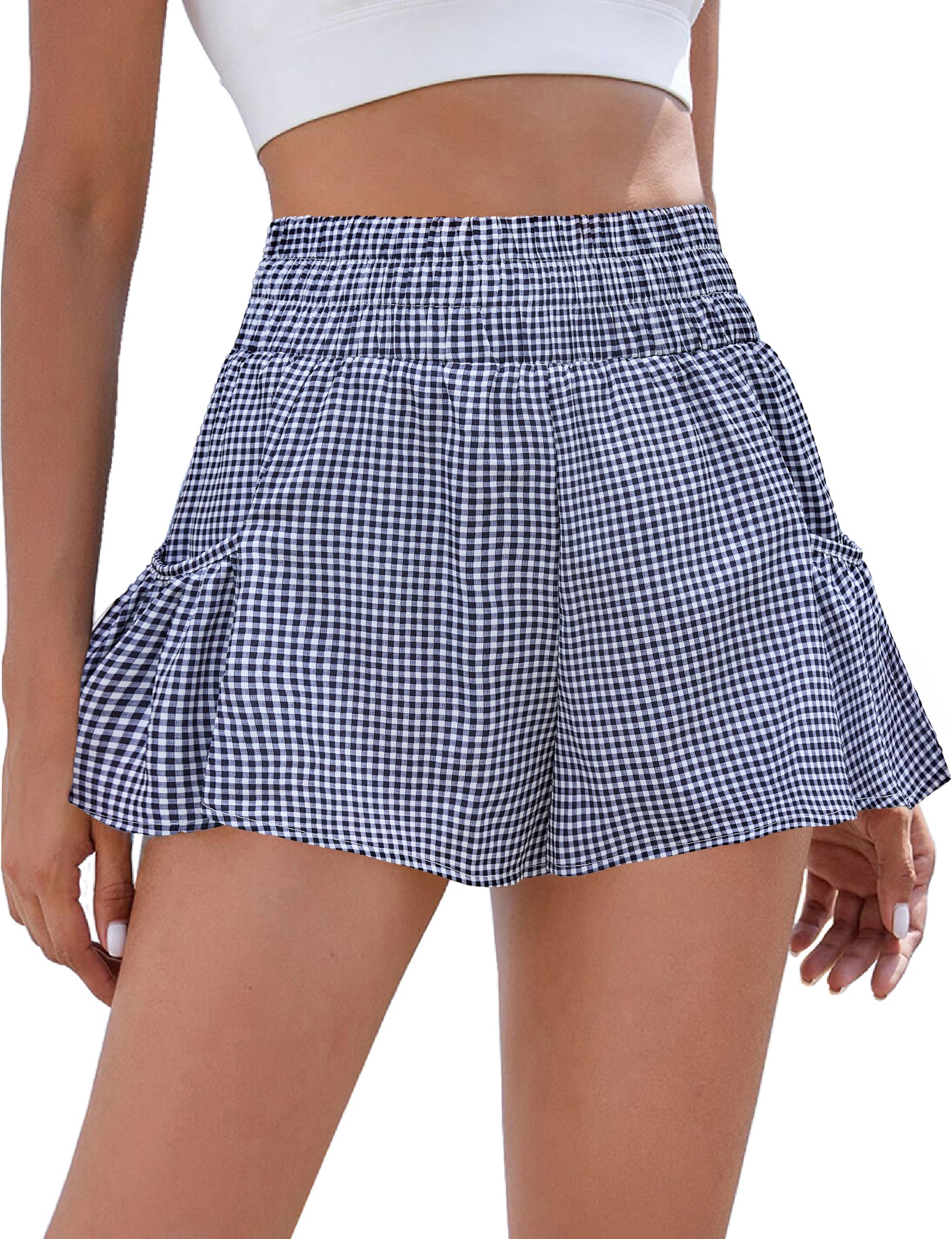 BMJL Womens High Waisted Shorts Athletic Running Shorts Workout Gym Quick Dry Flowy Shorts with Pockets